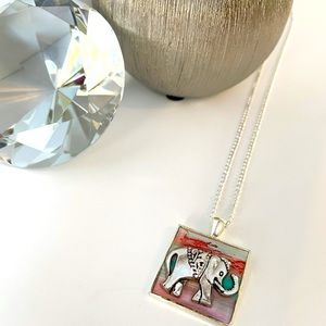 Silver plated 18 inch chain with elephant pendant